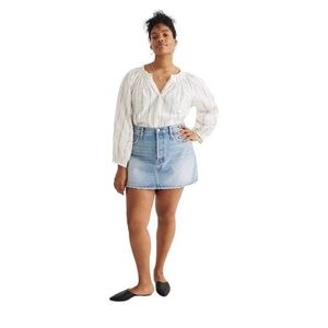 Madewell Jean Skirt Size 31 Blue Rigid Relaxed Mini Skirt Northdale Raw Hem
